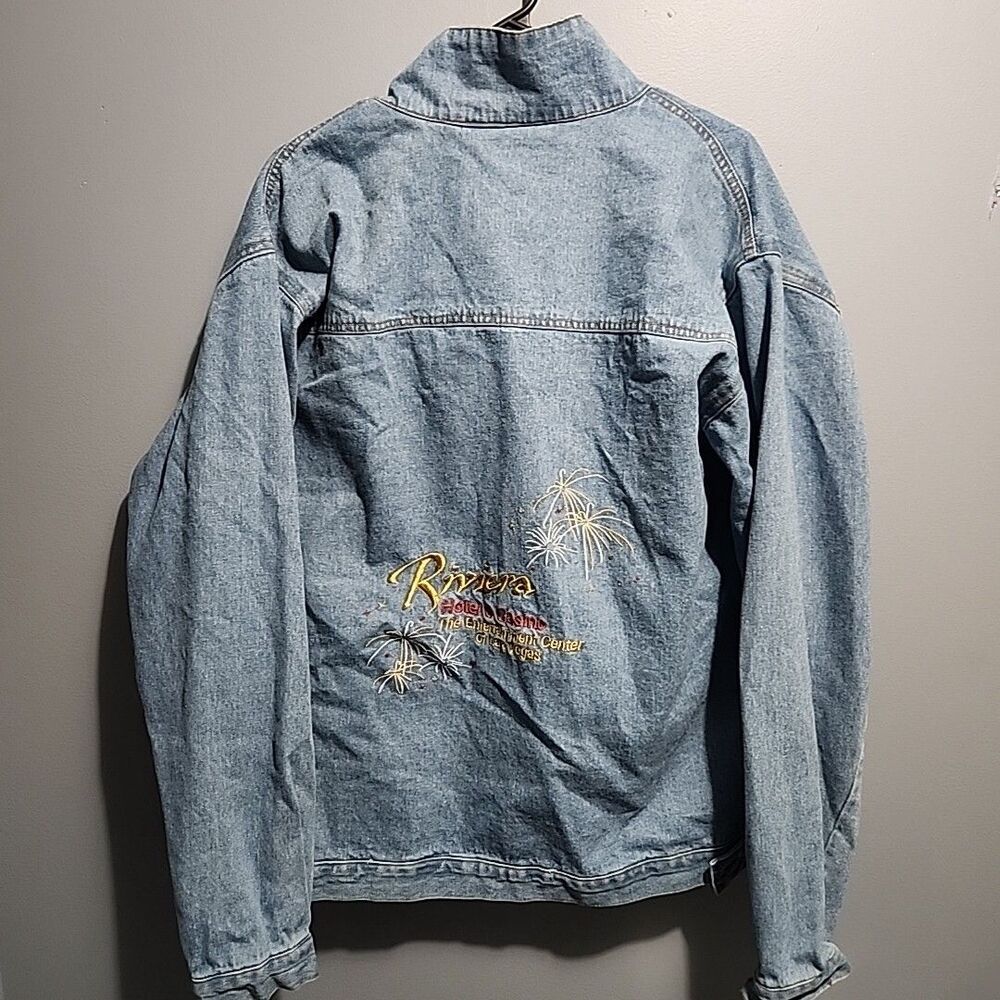 Vintage Riviera Hotel & Casino Denim Jacket Mens Large Blue Trucker Las Vegas